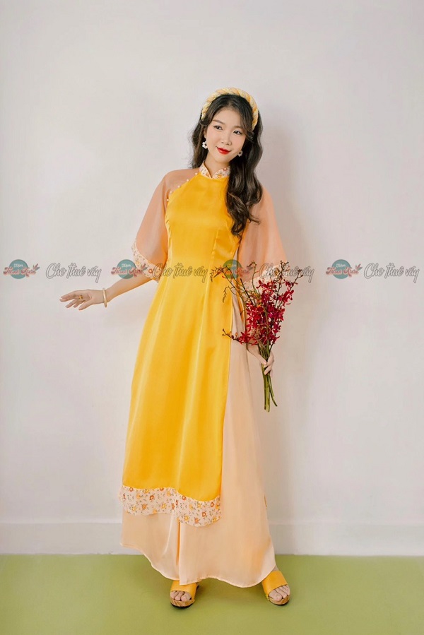 3 Áo dài vàng hoa mai – Sumire – 89k/ngày – S – ở CN Thủ Đức