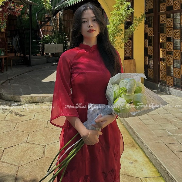 5 Áo dài họa tiết hoa sen – 89k/ngày – SML