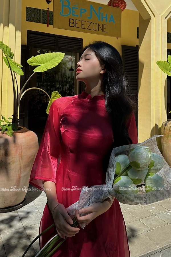 8 Áo dài họa tiết hoa sen – 89k/ngày – SML