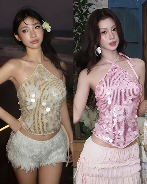 1 Áo bling cổ yếm – 45k/ngày – XS S = SM
