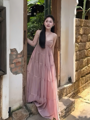 Đầm voan hồng 2d – 89K/ngày – Freesize