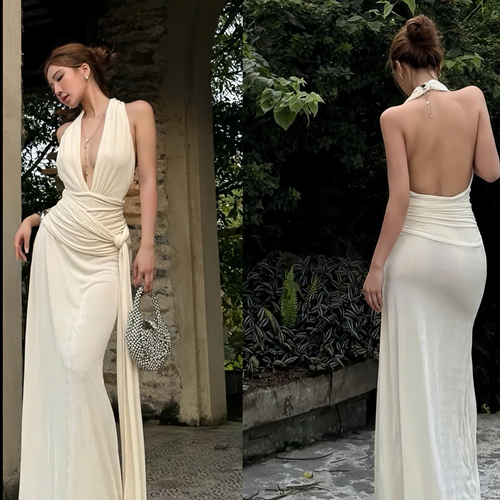 C Đầm thun kem cổ yếm – 89K/ngày – SM