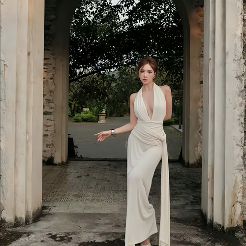 FF Đầm thun kem cổ yếm – 89K/ngày – SM